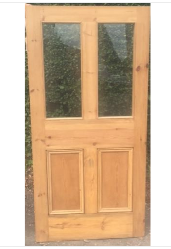 Beautiful Pine Internal Victorian 4 Panel Door With Top Glazed Safety Glass