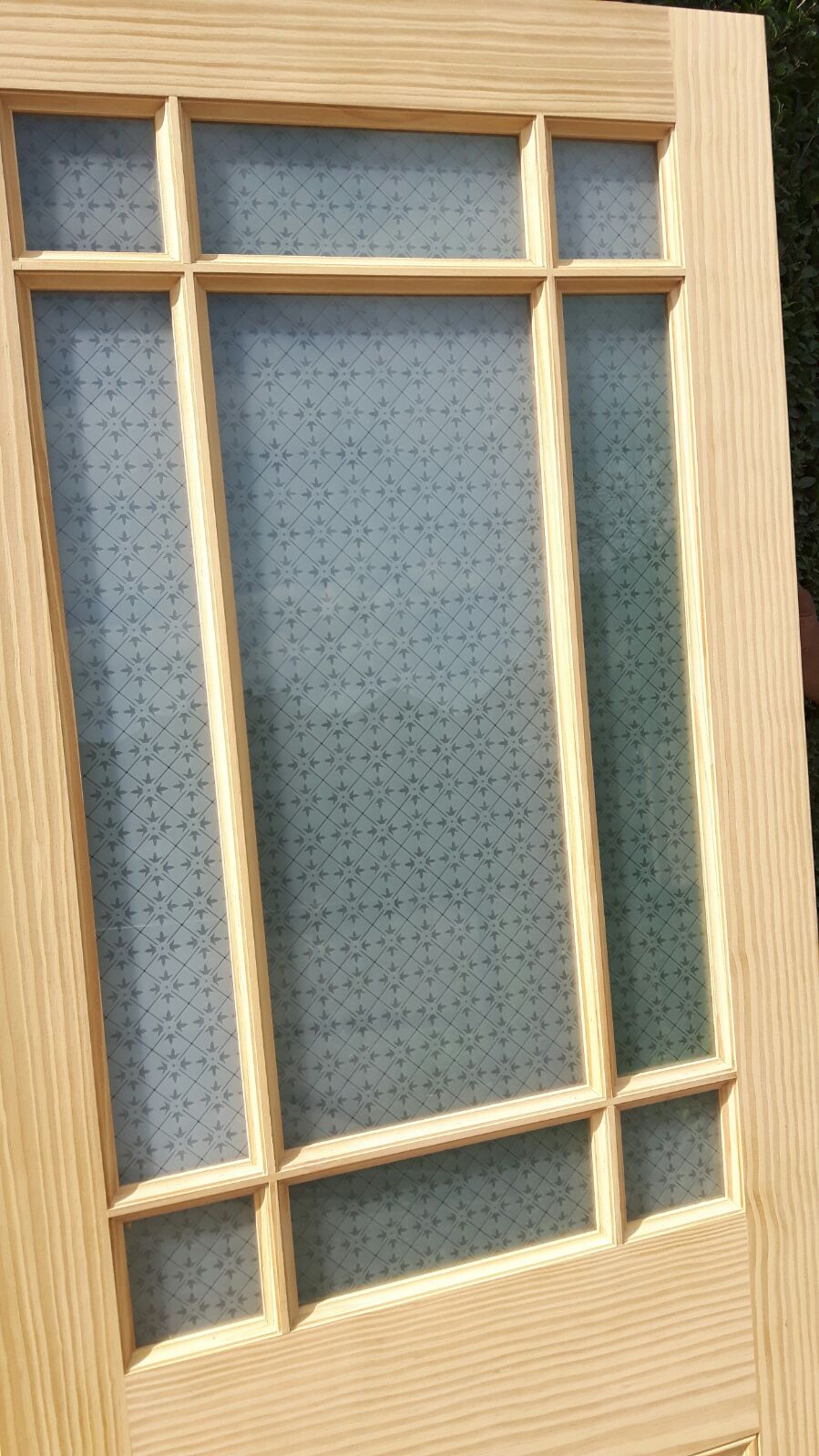 New Solid 9 Panel Glazed Glass Pine Interior Door Solid Wood Clear Wax Finish